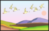Geese Flying With Sunset Clip Art